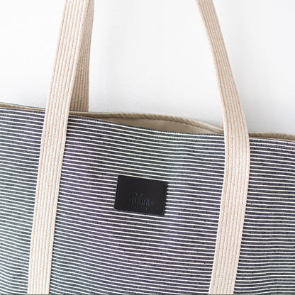 Striped Denim Tote Bag