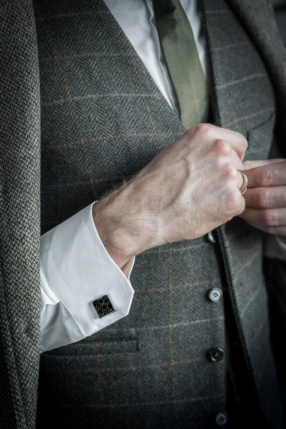 Cufflinks - Edged - Dark Fish Skin