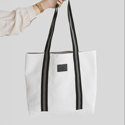 weiße Shopper Tasche aus Jeansstoff