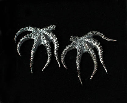 Silver Octopus Earrings - Large