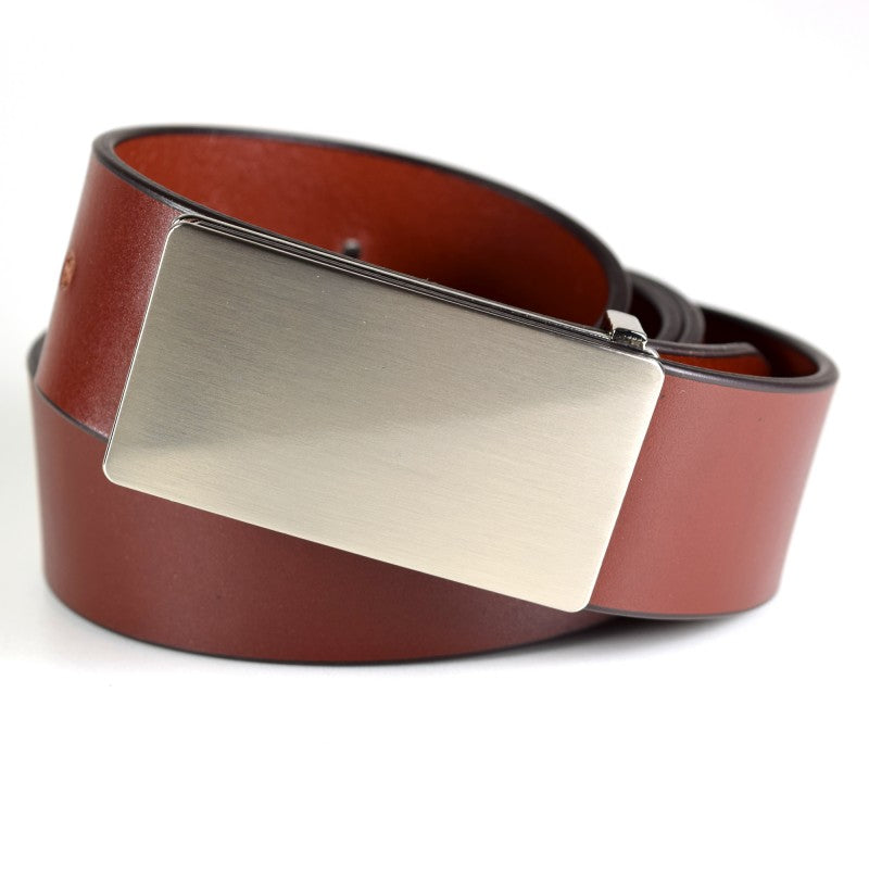 Men's Leather Belt Brushed Nickel