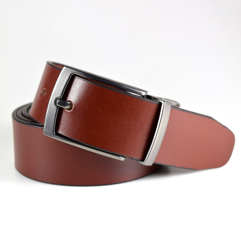 Men's Leather Belt Brushed Black Nickel