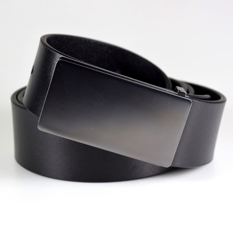 Men's Leather Belt Black Nickel