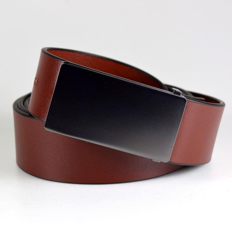 Men's Leather Belt Black Nickel