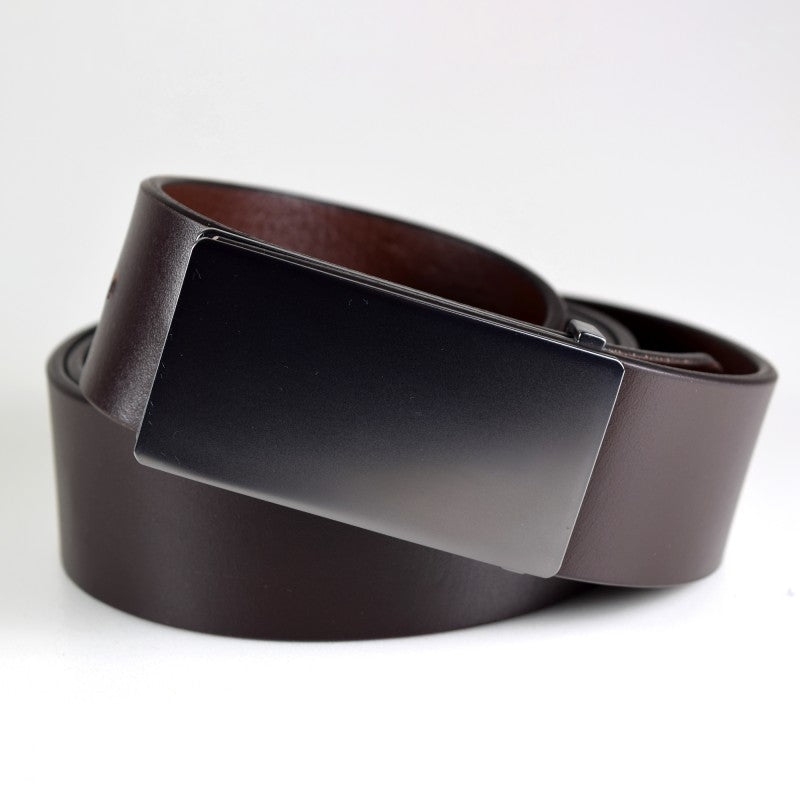 Men's Leather Belt Black Nickel