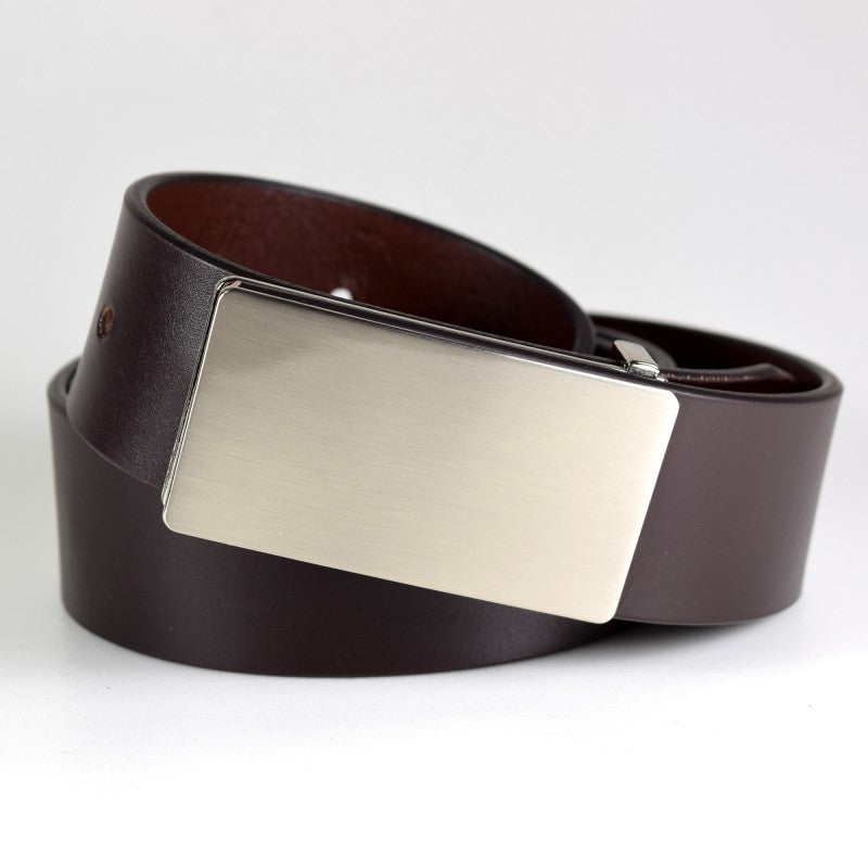 Men's Leather Belt Brushed Nickel