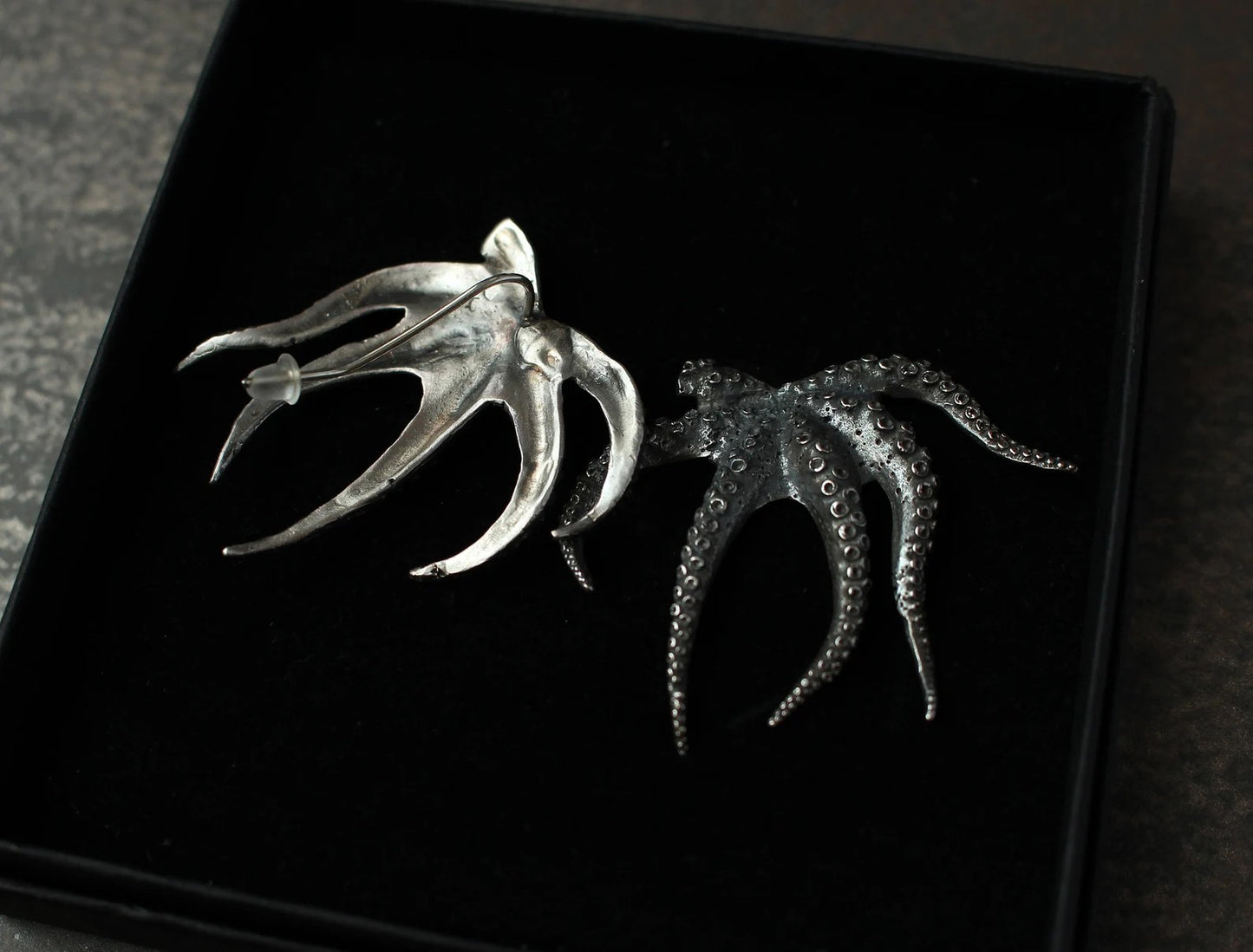 Silver Octopus Earrings - Large