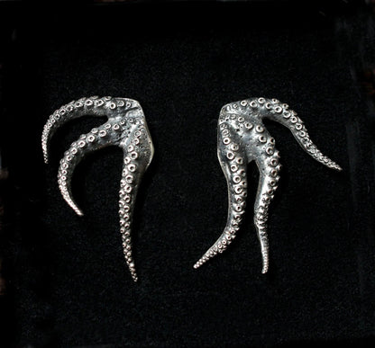 Silver Octopus Earrings - Small