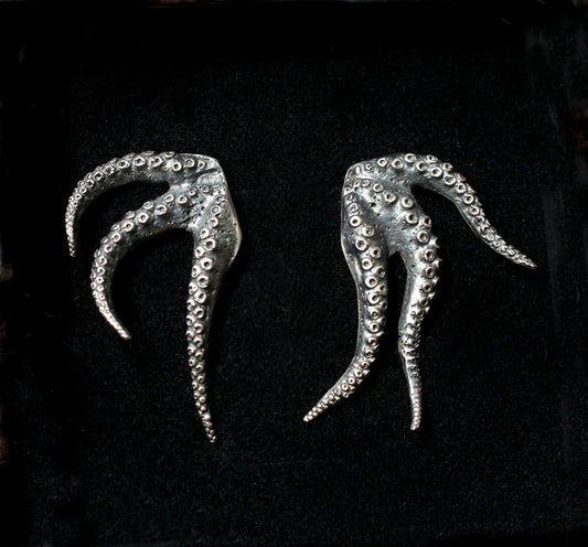 Silver Octopus Earrings - Small