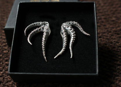 Silver Octopus Earrings - Small