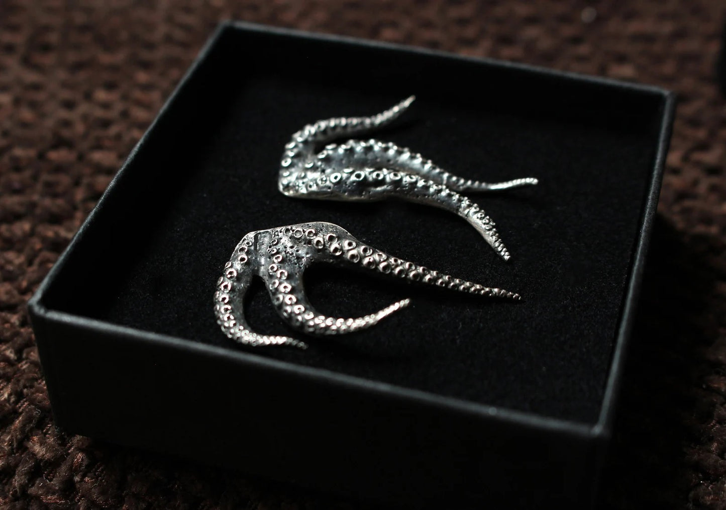 Silver Octopus Earrings - Small