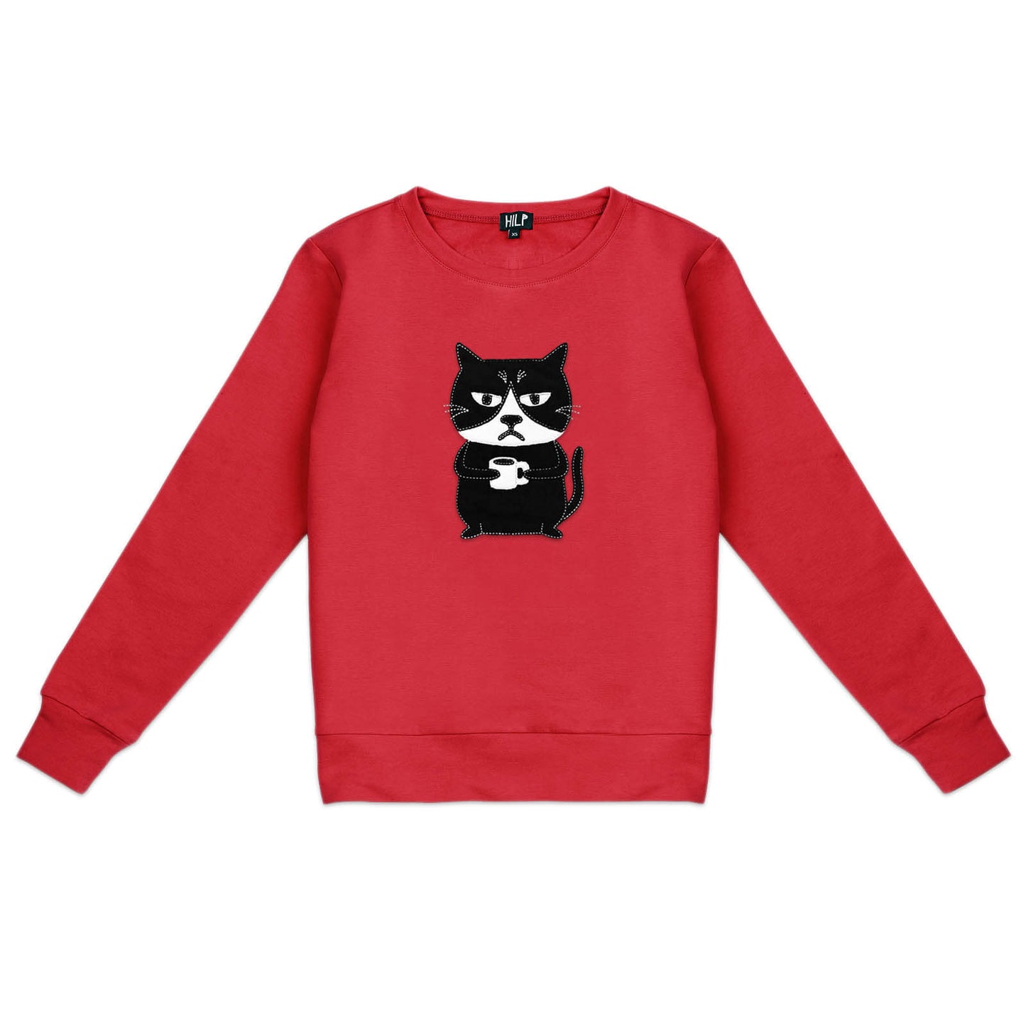 Damen Sweatshirt mit Aufschrift „Grumpy Cat“