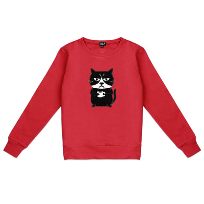 Damen Sweatshirt mit Aufschrift „Grumpy Cat“