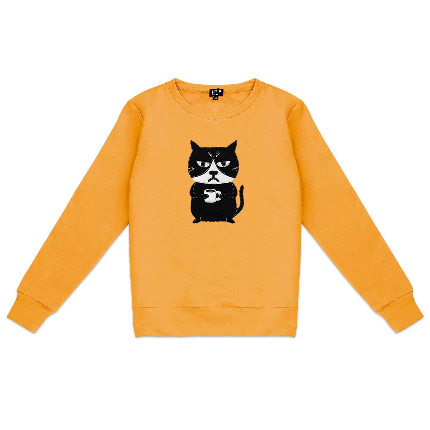 Damen Sweatshirt mit Aufschrift „Grumpy Cat“