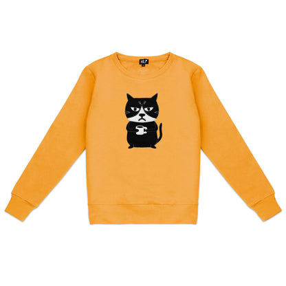 Damen Sweatshirt mit Aufschrift „Grumpy Cat“